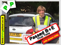 Passed with think driving school in May 2015 B+E Trailer lessons 