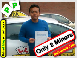 passed after driving lessons Chertsey Jamie cole think driving school in Chertsey