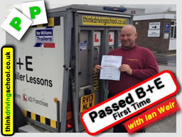 Passed with think driving school in October 2015 B+E Trailer lessons 