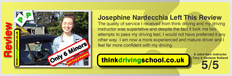 Geniene's first pass with think drivnig school faye from horndean who passed first time 
