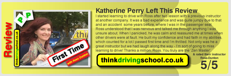 Katherine passed with ross dunton from guildford driving school after doing an intensive driving course