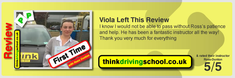 Viola passed with ross dunton from guildford driving school after doing an intensive driving course