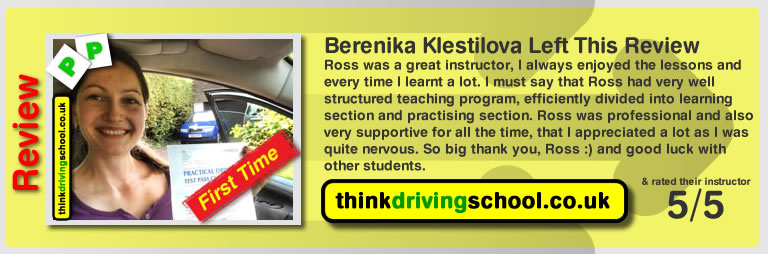 Passed with think driving school in september 2014