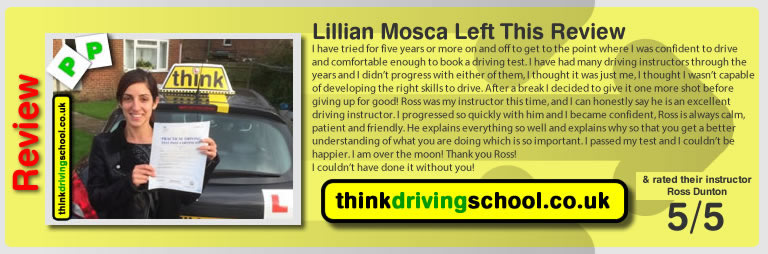 Passed with think driving school in october 2014