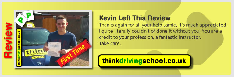 passed after driving lessons Chertsey Jamie cole think driving school in Chertsey