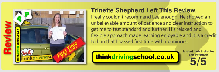 Trinette from fareham left this review of driving instructor in fareham lee patterson