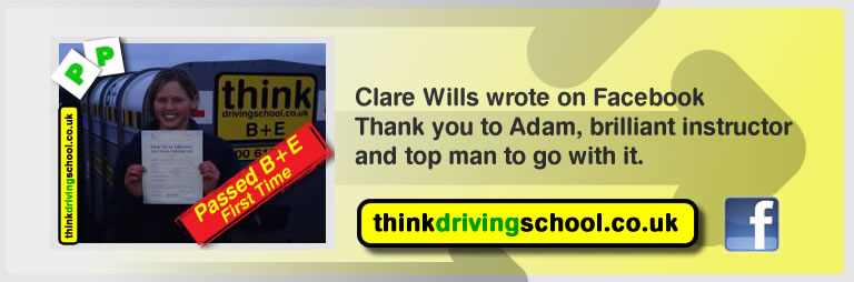 Clare Wills passed B+E with Adam Iliffe from think driving school high wycombe