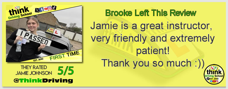 Passed with think driving school January 2026 and left this 5 star review