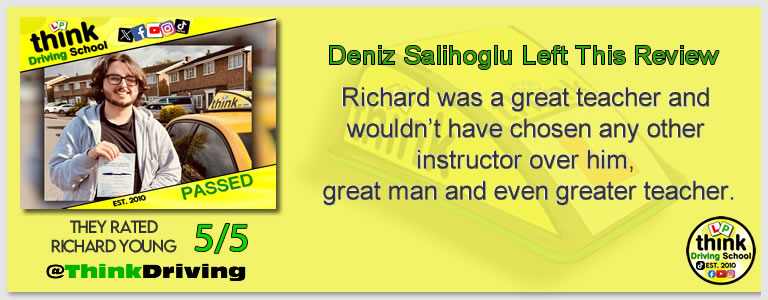 Passed with think driving school March 2026 and left this 5 star review