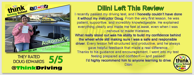 Passed with think driving school March 2026 and left this 5 star review