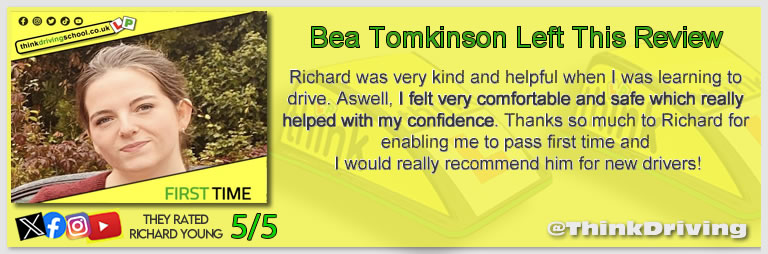 Driving School Godalming  Passed with think driving school October 2025 and left this 5 star review