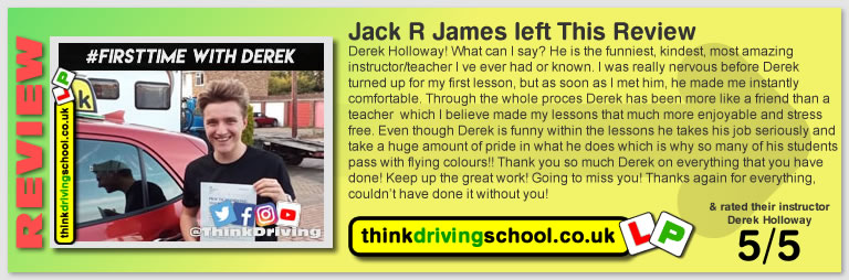 5 Star review of think Driving School Passed with think driving school in October 2018 and left this 5 star review