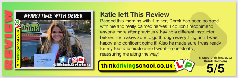 5 Star review of think Driving School Passed with think driving school in December 2018 and left this 5 star review