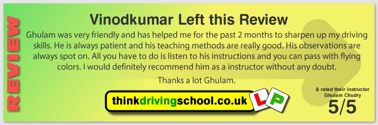 Passed with think driving school in October 2019 and left this 5 star review