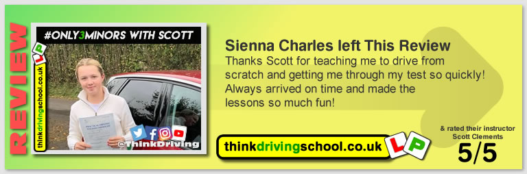 Passed with think driving school in October 2019 and left this 5 star review