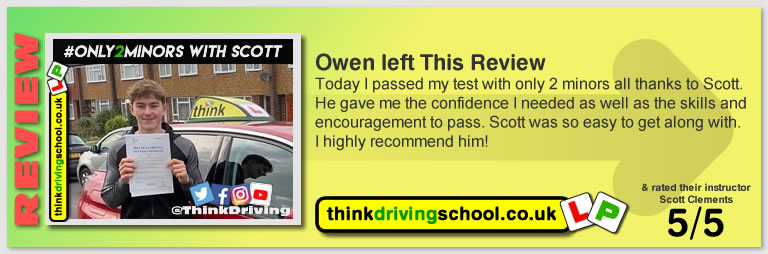 Passed with think driving school in October 2019 and left this 5 star review