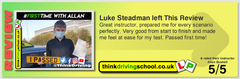 Passed with think driving school November 2020 and left this 5 star review