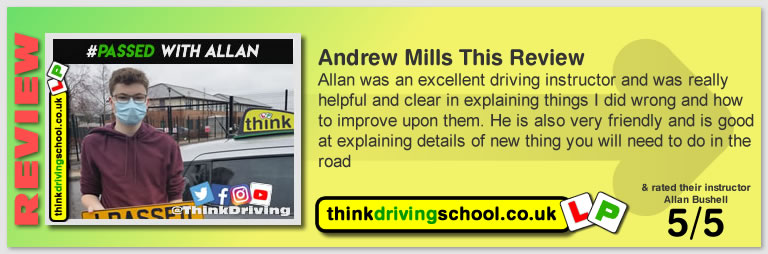 Passed with think driving school December 2020 and left this 5 star review