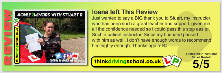 Passed with think driving school April 2021 and left this 5 star review
