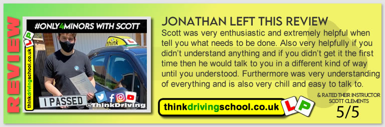 Passed with think driving school June 2021 and left this 5 star review