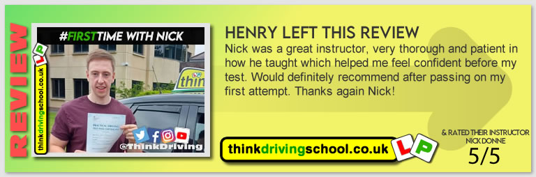 Passed with think driving school June 2021 and left this 5 star review