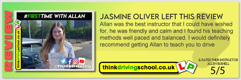 Passed with think driving school June 2021 and left this 5 star review