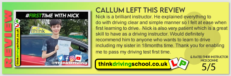Passed with think driving school August 2021 and left this 5 star review