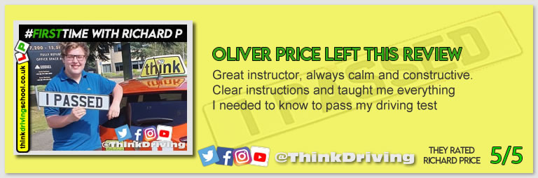 Passed with think driving school September 2021 and left this 5 star review