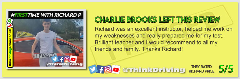 Passed with think driving school September 2021 and left this 5 star review