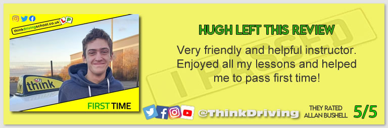 Driving School Hampshire pass Photo Passed with think driving school November 2022 and left this 5 star review
