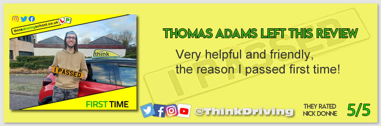 Driving School Bracknell pass Photo Passed with think driving school February 2022 and left this 5 star review