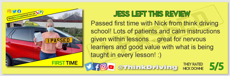 Driving School Bracknell pass Photo Passed with think driving school January 2022 and left this 5 star review