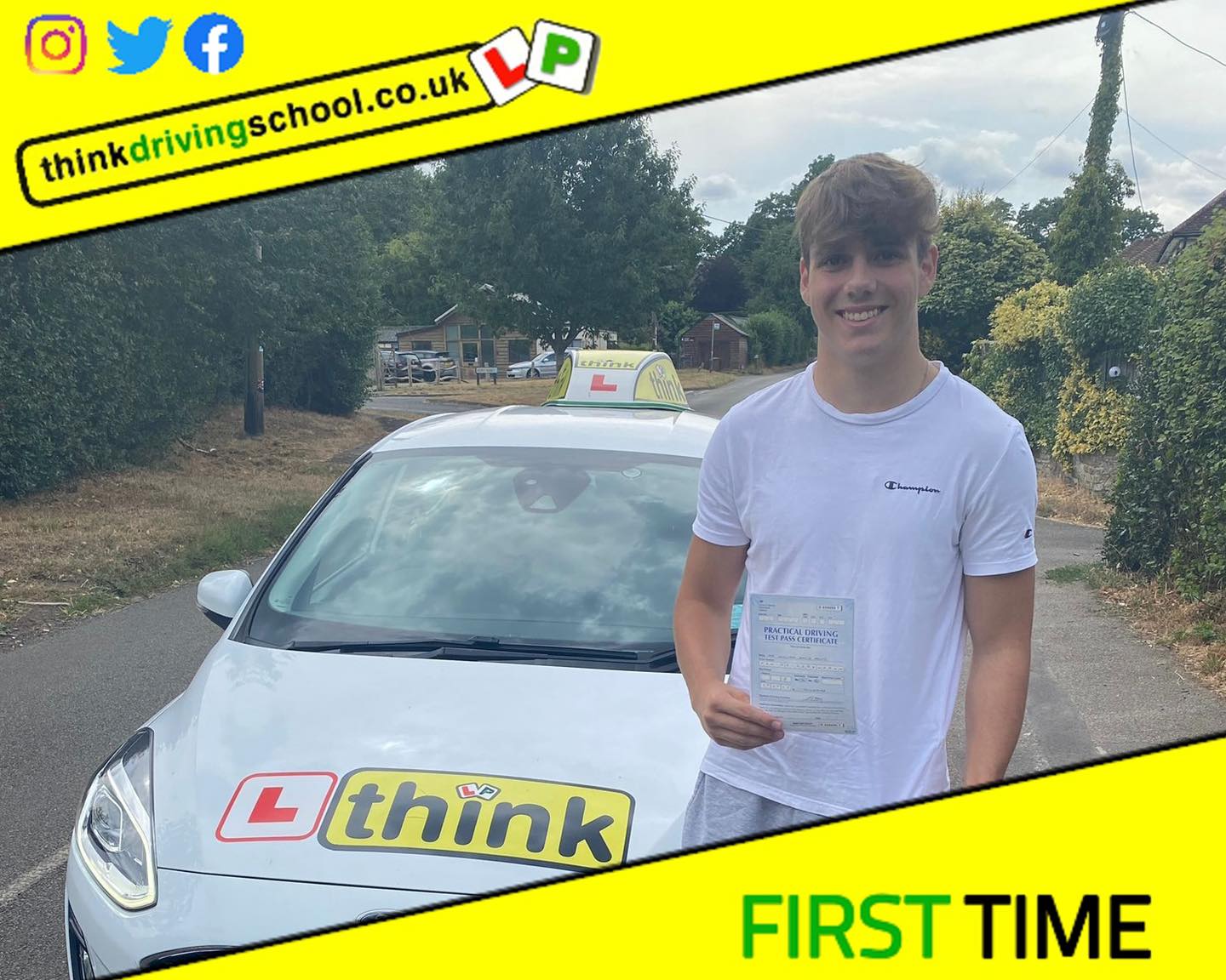 Driving School Camberley pass Photo Passed with think driving school July 2022 and left this 5 star review