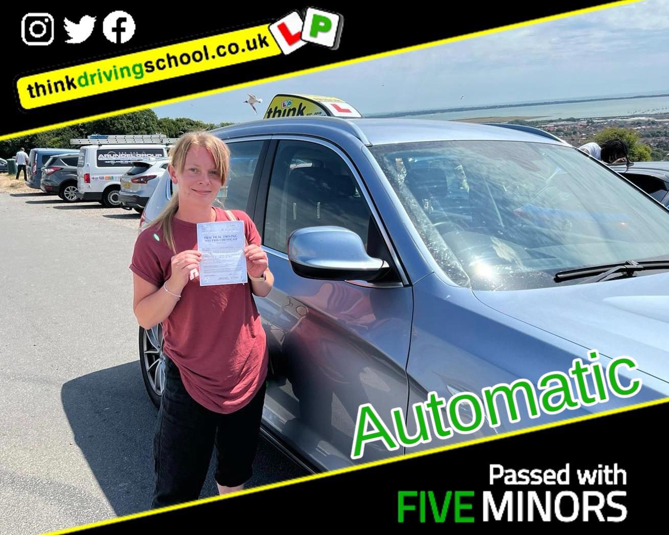 Driving School Camberley pass Photo Passed with think driving school July 2022 and left this 5 star review