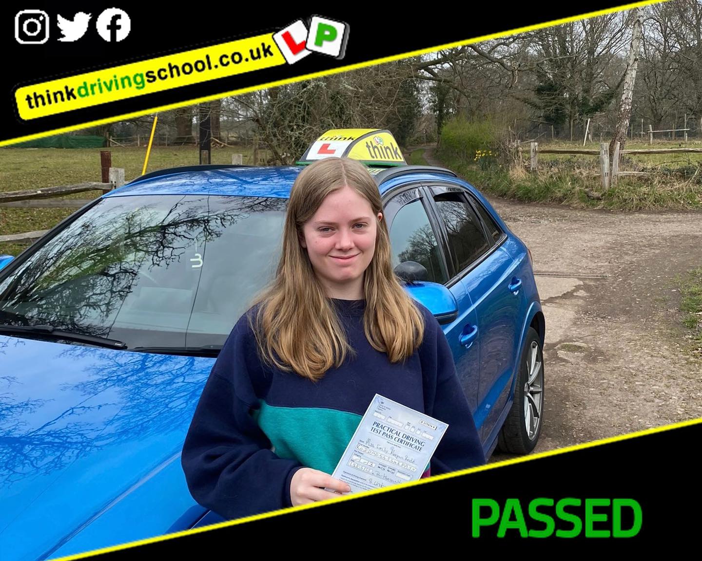 Driving School Bracknell pass Photo Passed with think driving school March 2022 and left this 5 star review