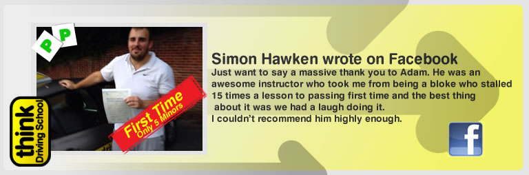simon hawken passed at high wycombe with driving instructor adam iliffe