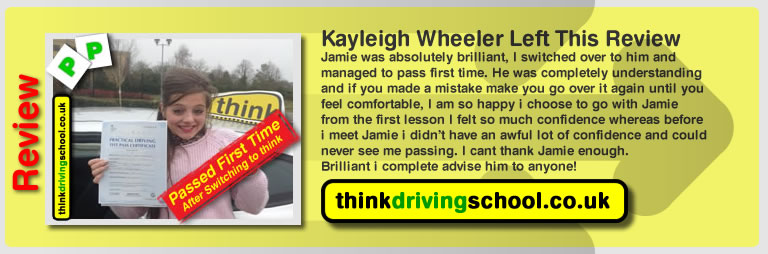 kayleigh wheeler left this awesome review of think drivng school