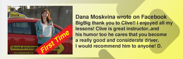 Think Drivng School Review 5 out of 5 5 star clive tester