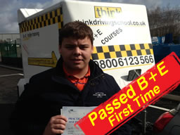 nathen passed B+E test after trailer lessons with adam iliffe