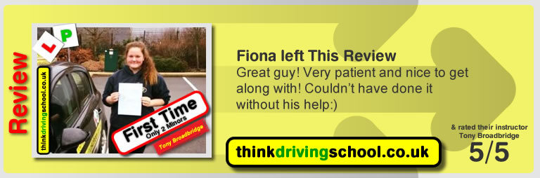 Passed with think driving school in January 2017 and left this review