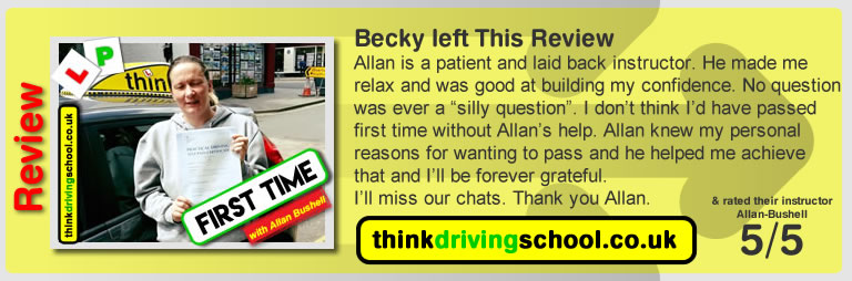 Beth Warden Wrote this awesome review of allan bushell driving instructor from Sandhurst & Camberley 