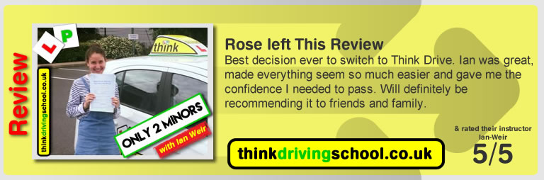 Passed with think driving school in May 2017 and left this review