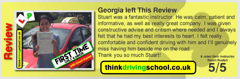 Passed with think driving school in July 2017 and left this review