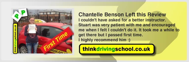 Chantelle Benson  passed with driving instructor stuart webb and lef this awesome review of think driving school 