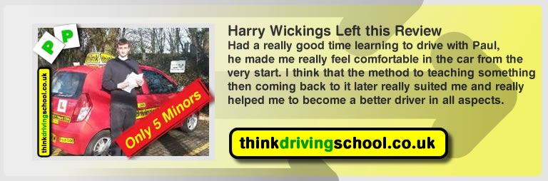 harry wickings passed with driving instructor Paul Power and lef this awesome review of think driving school 