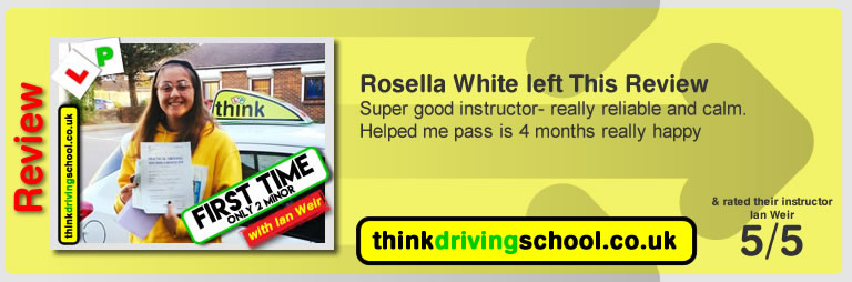 Ellie Campbell passed with driving instructor ian weir and lef this awesome review of think driving school 
