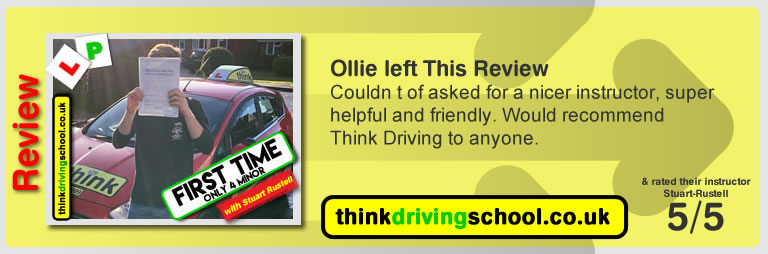 Passed with think driving school in Jauary 2018 and left this review