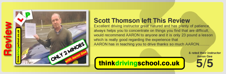 Passed with think driving school in February 2018 and left this review