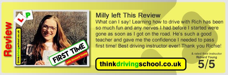 Passed with think driving school in March 2018 and left this 5 star review