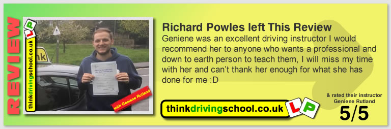 5 Star review of think Driving School Passed with think driving school in April 2018 and left this 5 star review